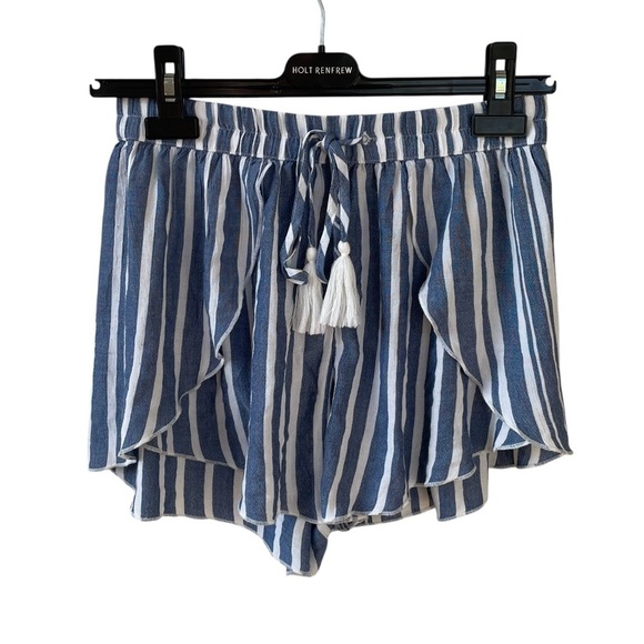 American Eagle Outfitters Blue and White Striped High Waist Shorts - Picture 2 of 5